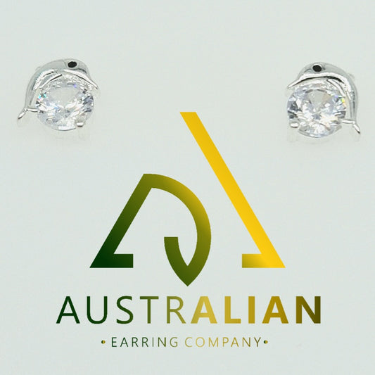 Dolphin CZ Stud Earrings