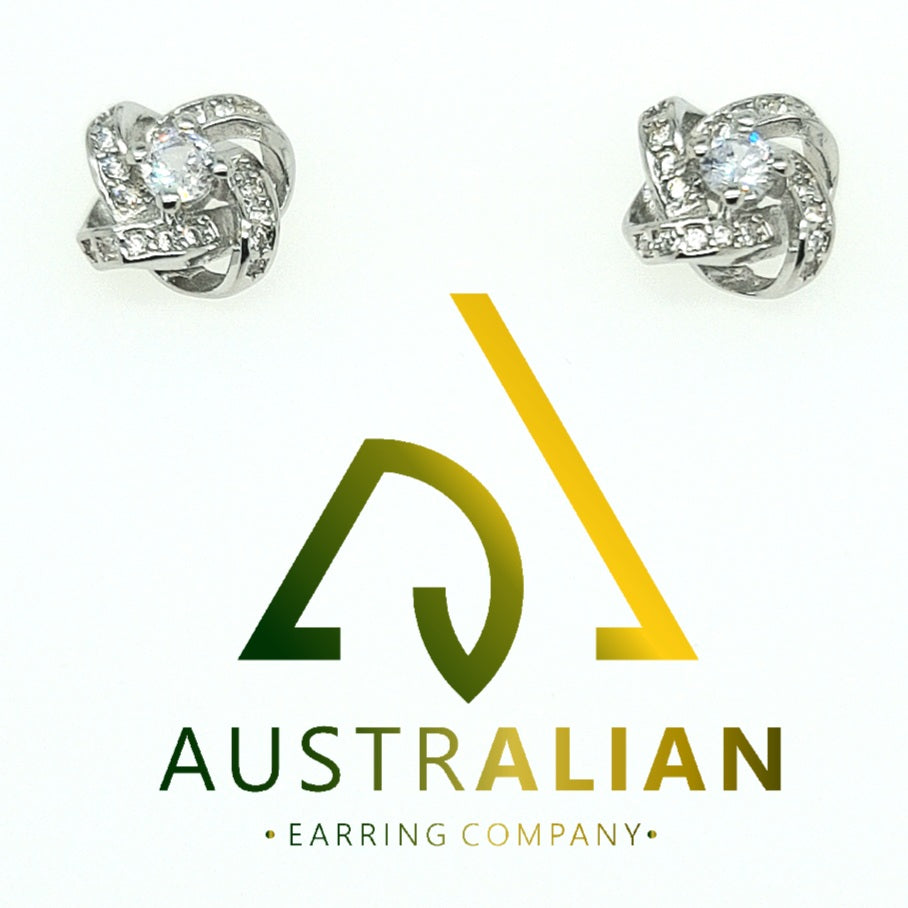 Swirl CZ Stud Earrings