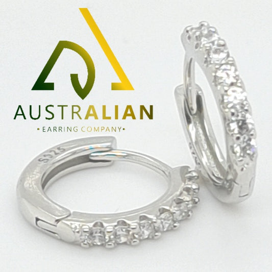 Sparkling Round CZ Huggie Hoop Earrings