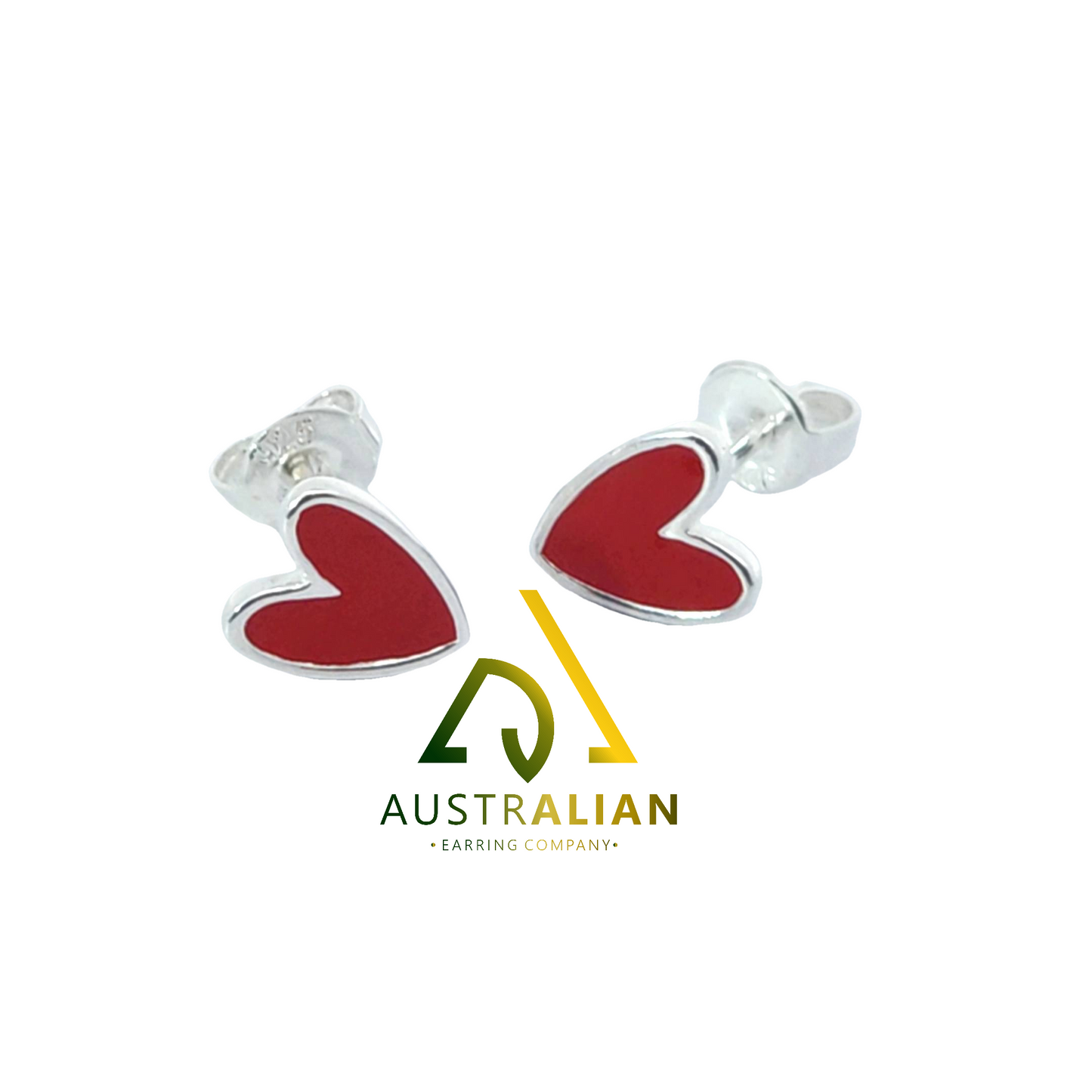 Sweet Red Heart Stud Earrings