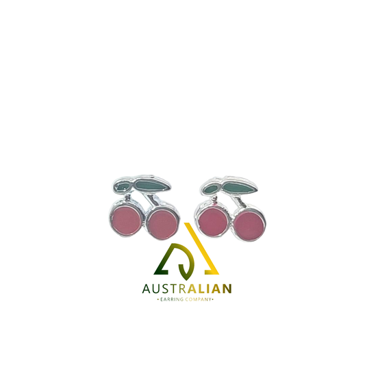 Sweet Red Cherry Stud Earrings