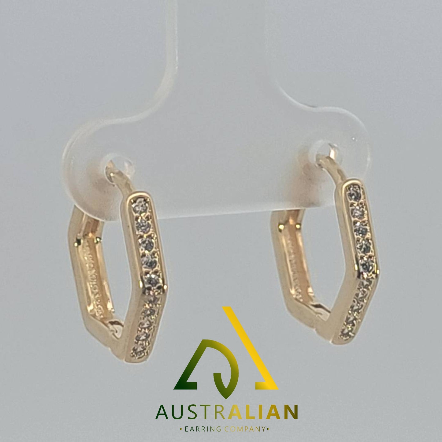 Sparkling Geo CZ Huggie Hoop Earrings