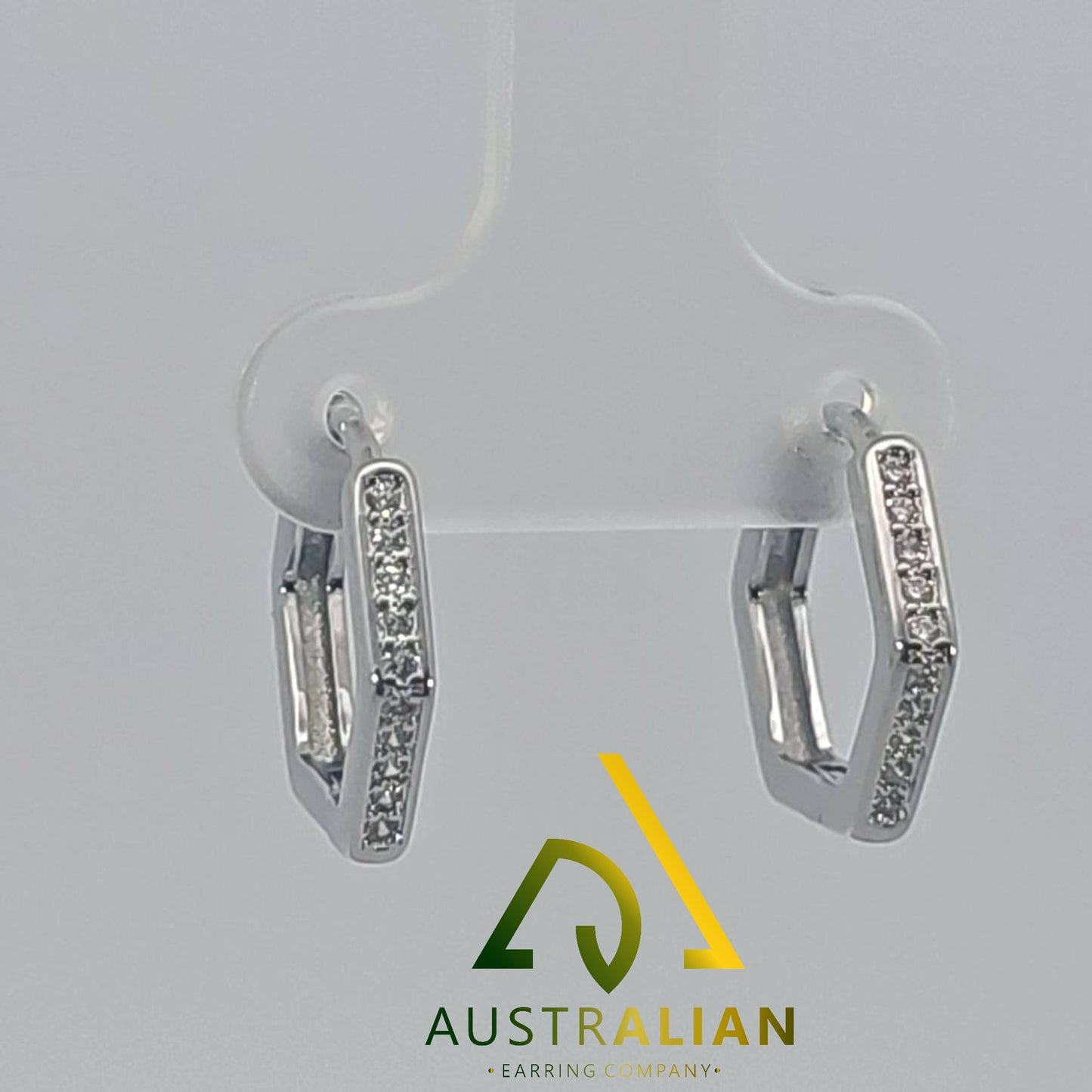 Sparkling Geo CZ Huggie Hoop Earrings