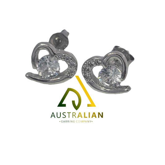 Heart CZ Stud Earrings